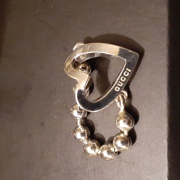 AUTHENTIC NWT GUCCI HEART BEADED STERLING RING - Picture 2 of 6